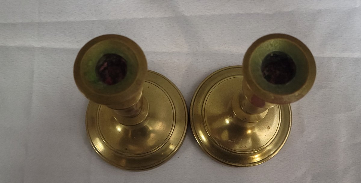 Pair Of Antique Brass Candlesticks, Finely Turned, Dating From The 19th Century-photo-4