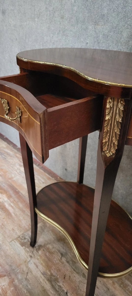 Louis XV Style Side Table, In Marquetry, Resting On Four Slender Legs.-photo-1