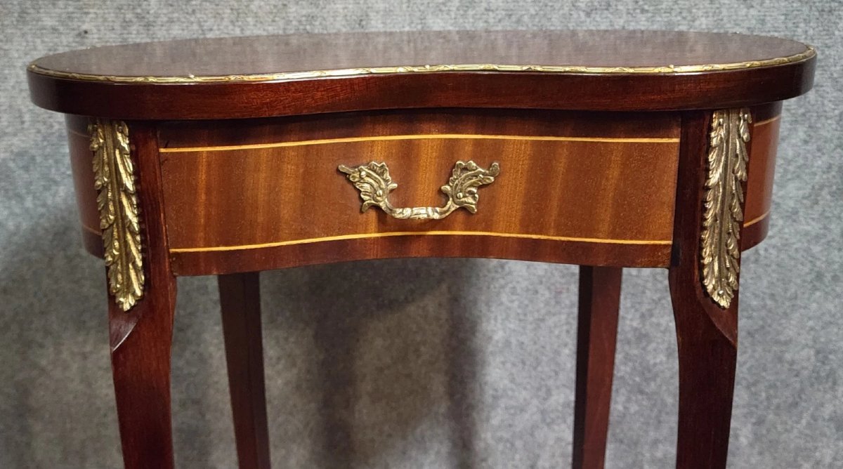 Louis XV Style Side Table, In Marquetry, Resting On Four Slender Legs.-photo-3