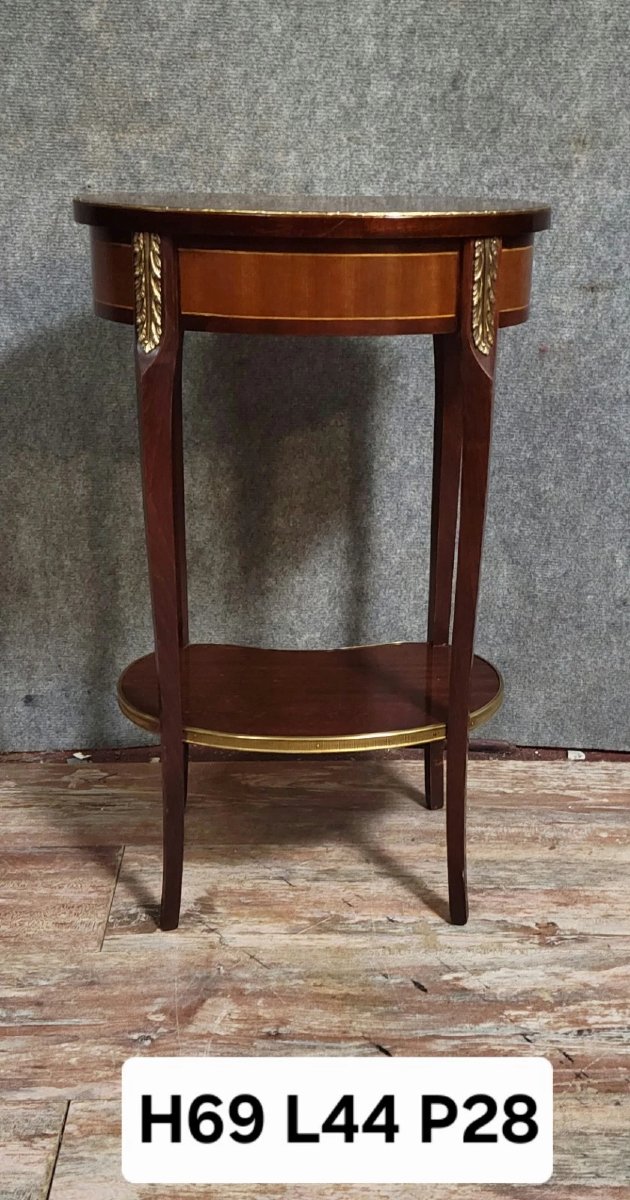 Louis XV Style Side Table, In Marquetry, Resting On Four Slender Legs.-photo-6