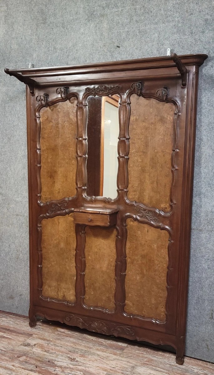 Louis XV Style Coat Rack, In Walnut And Elm Burl Circa 1900-1930.-photo-2