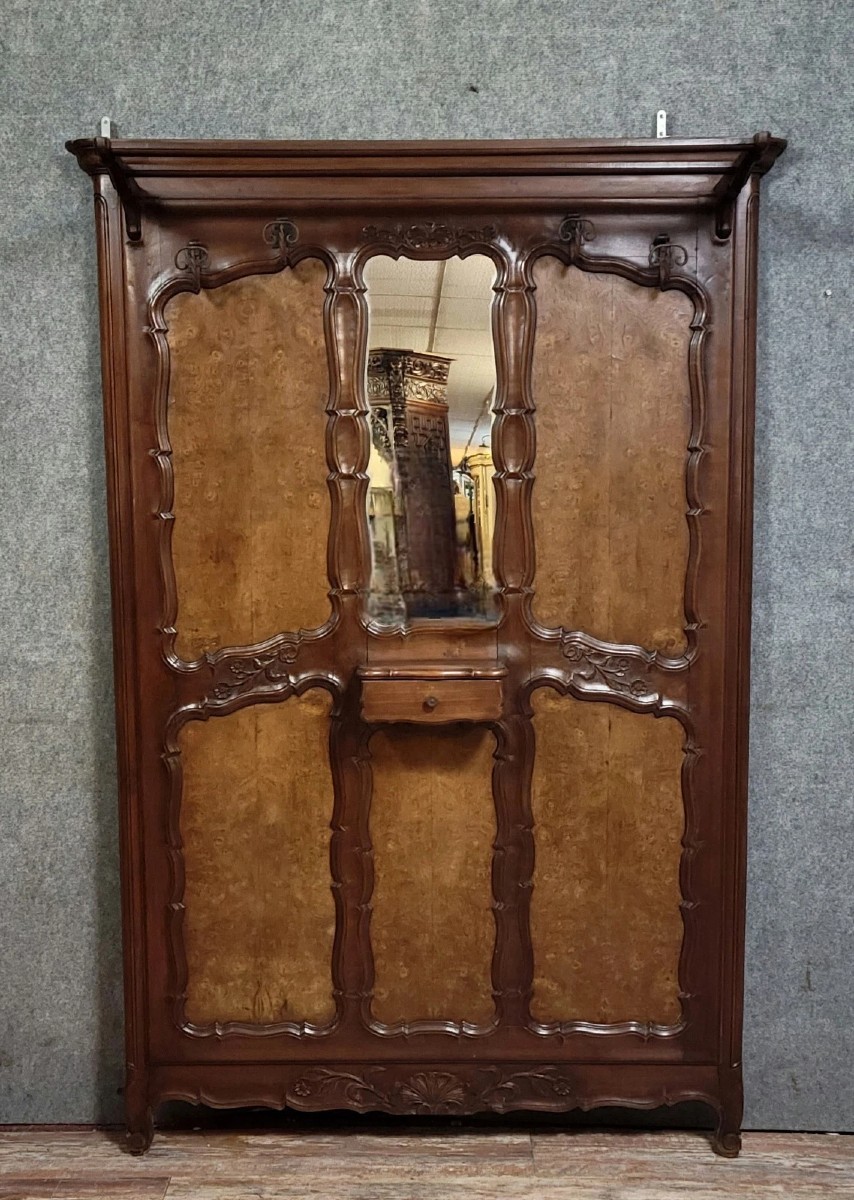 Louis XV Style Coat Rack, In Walnut And Elm Burl Circa 1900-1930.