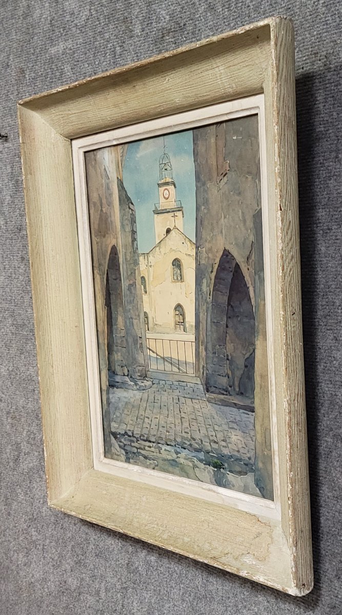 René Ricard: Figurative Watercolor Depicting An Architectural View-photo-5