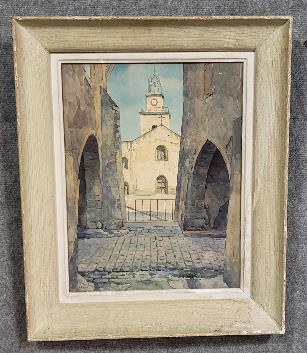 René Ricard: Figurative Watercolor Depicting An Architectural View