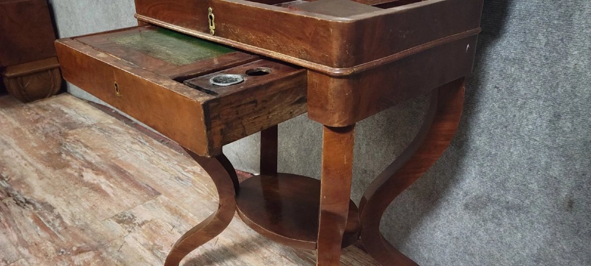 Table écritoire époque Empire, en acajou, reposant sur des pieds galbés-photo-5