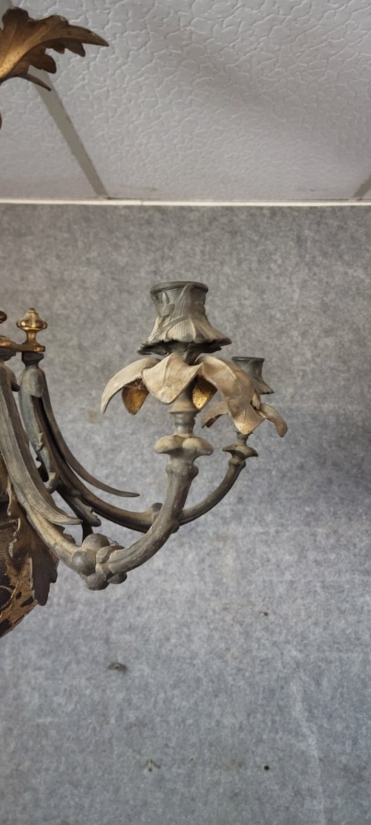 lustre ancien époque Napoléon III  en bronze et laiton doré-photo-6