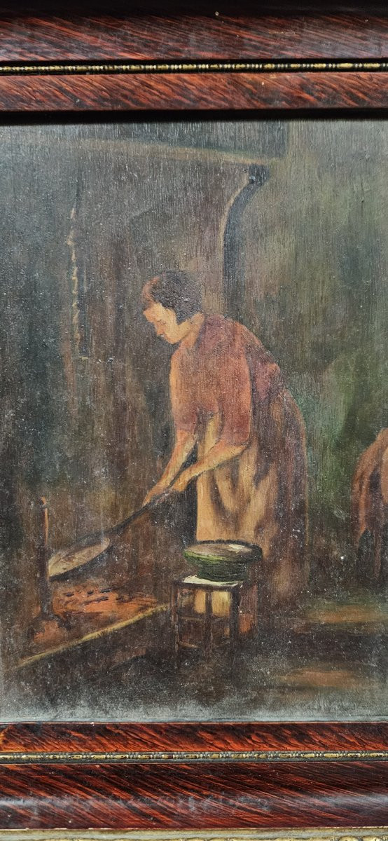 Oil On Panel From The Napoleon III Period, Entitled "the Cook".-photo-2