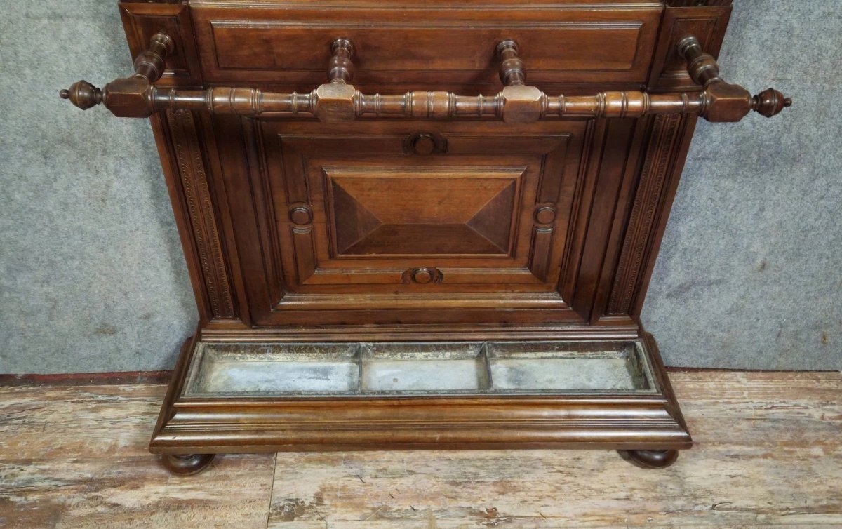 Porte manteaux- meuble d’entrée ancien en noyer, datant de la fin du XIXᵉ siècle-photo-4