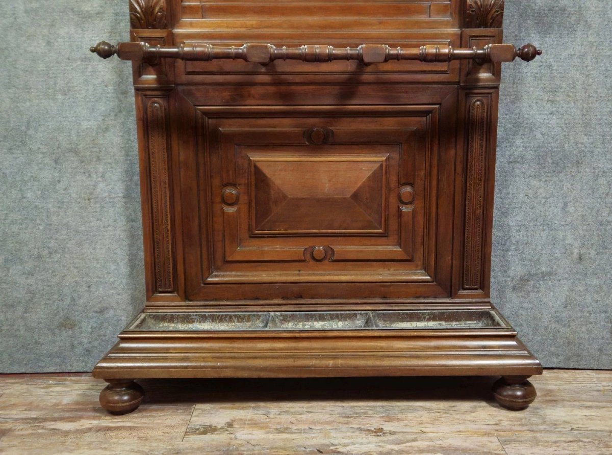 Porte manteaux- meuble d’entrée ancien en noyer, datant de la fin du XIXᵉ siècle-photo-5