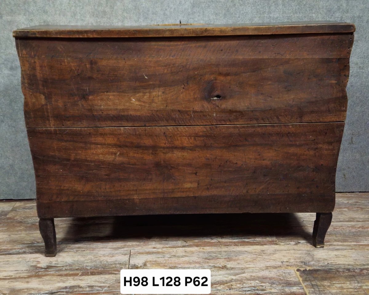 Antique Louis XV Period Curved Secretary Desk In Solid Wood And Marquetry, 18th Century -photo-8