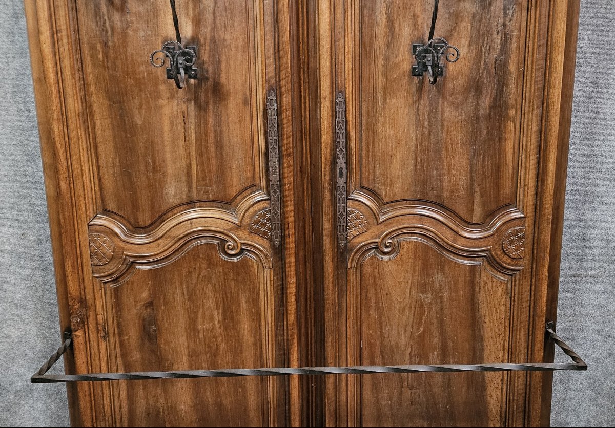 Porte manteaux en bois massif avec patères en fer forgé – style Louis XV-photo-2
