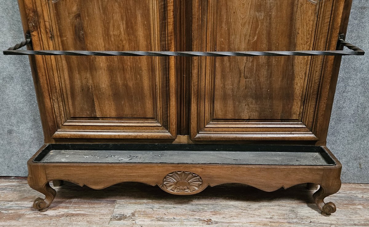 Porte manteaux en bois massif avec patères en fer forgé – style Louis XV-photo-3