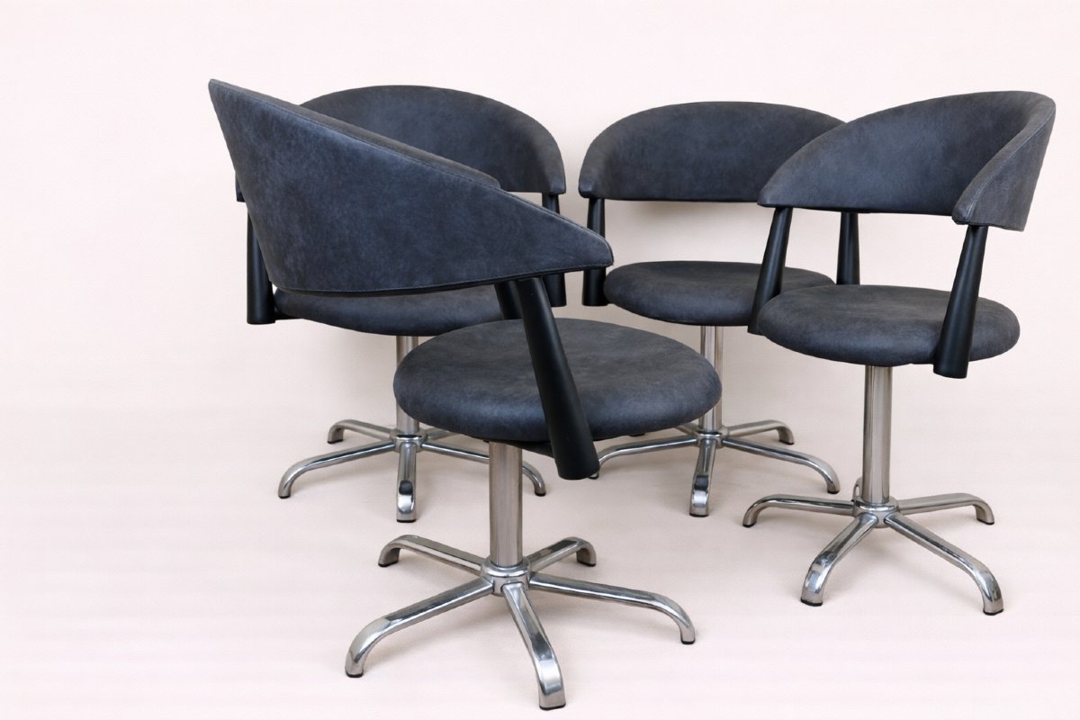 Set Of Four Vintage Armchairs, Circa 1980-photo-2