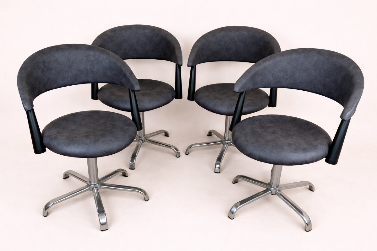 Set Of Four Vintage Armchairs, Circa 1980-photo-4