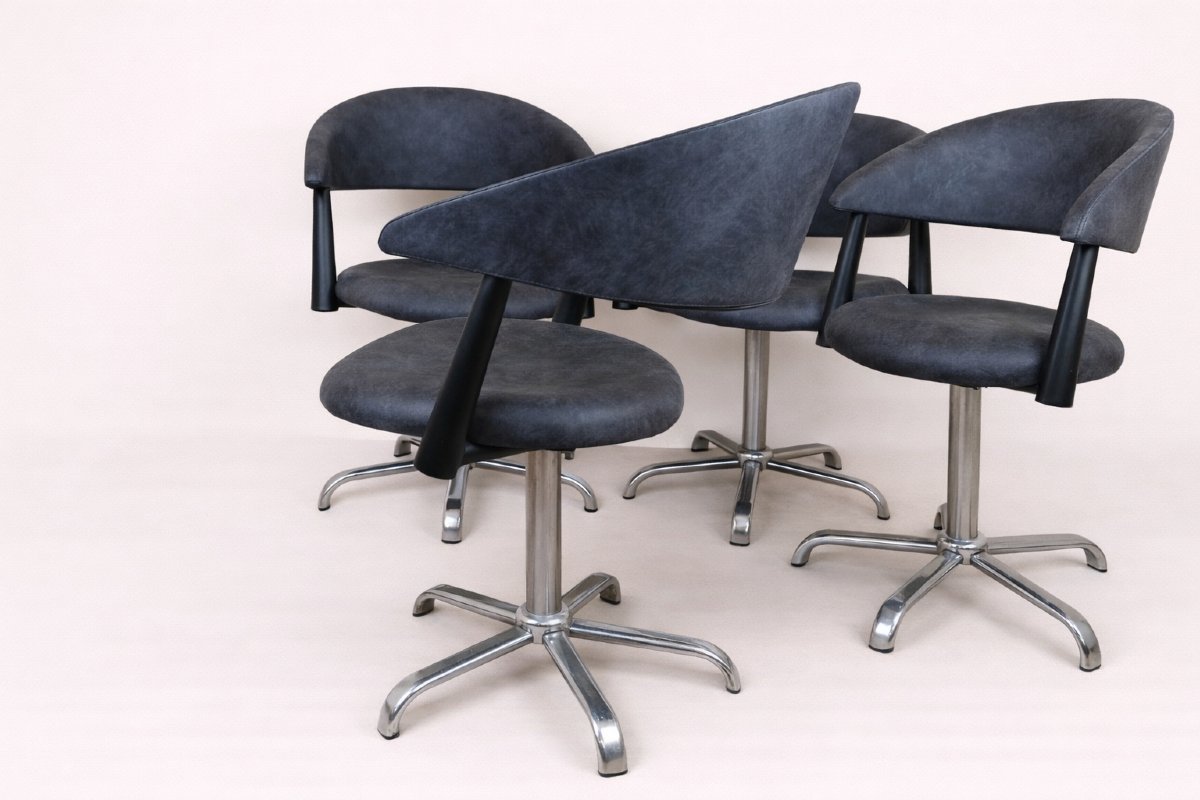 Set Of Four Vintage Armchairs, Circa 1980-photo-5