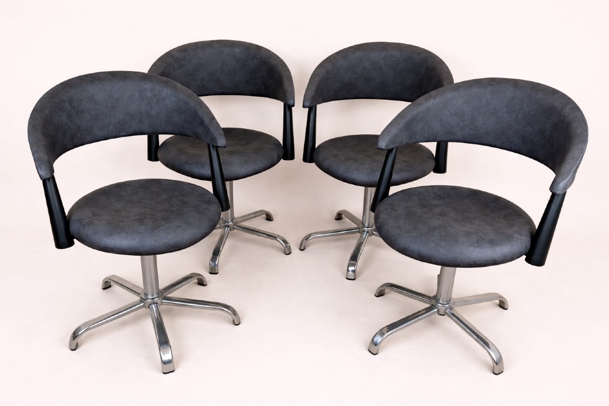 Set Of Four Vintage Armchairs, Circa 1980