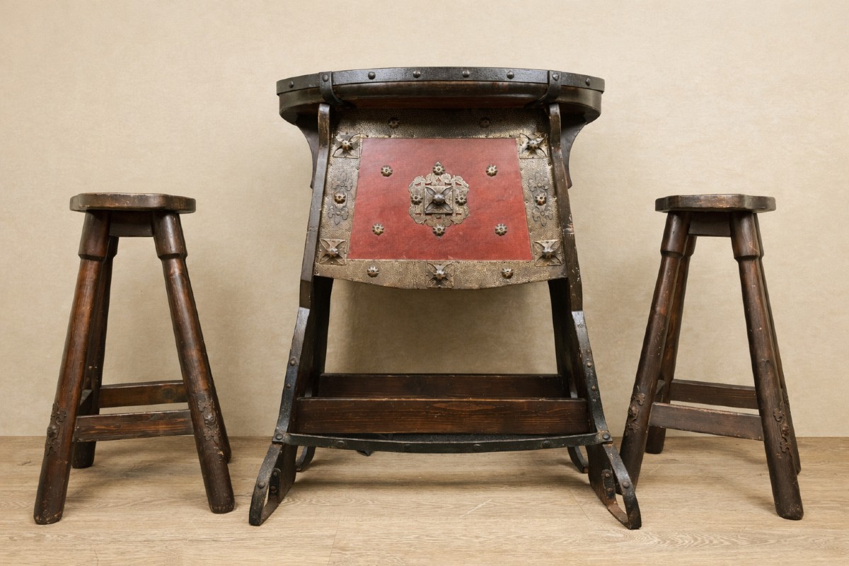 Bar And Two Stools – Medieval Style, Circa 1970