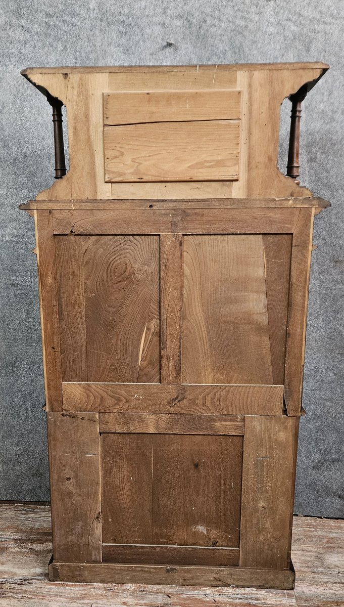 Cabinet ancien sculpté en noyer avec panneaux en terre cuite – Style Renaissance – XIXe siècle -photo-8