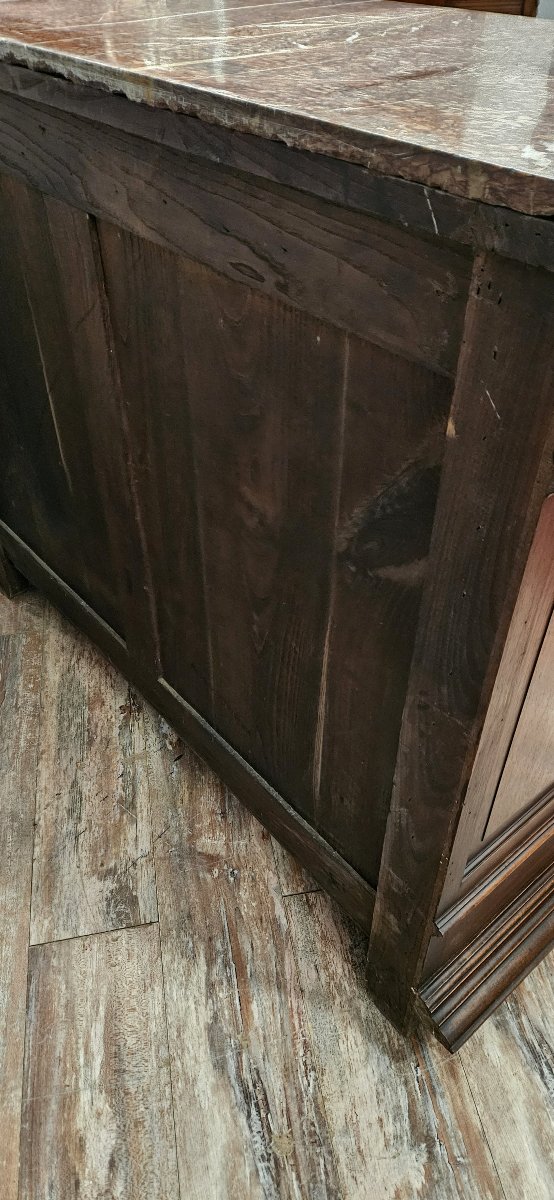 Commode a portes en noyer massif avec plateau en marbre – Style Renaissance / Néo-Renaissance -photo-7