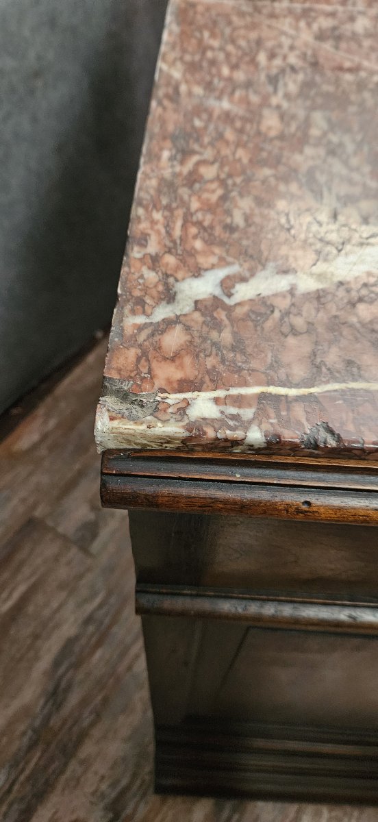 Commode a portes en noyer massif avec plateau en marbre – Style Renaissance / Néo-Renaissance -photo-8