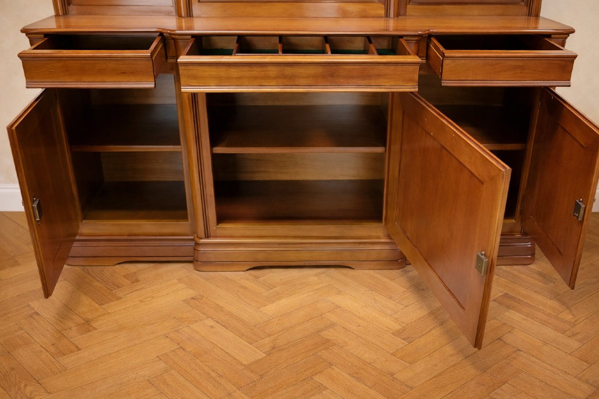 Vintage Louis-philippe Style Bookcase, Made Of Cherry Wood.-photo-1