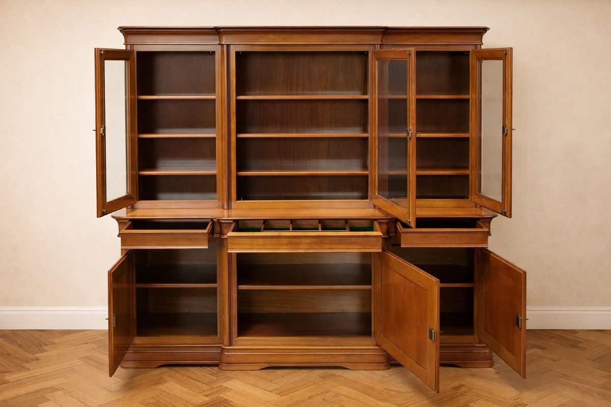Vintage Louis-philippe Style Bookcase, Made Of Cherry Wood.-photo-5