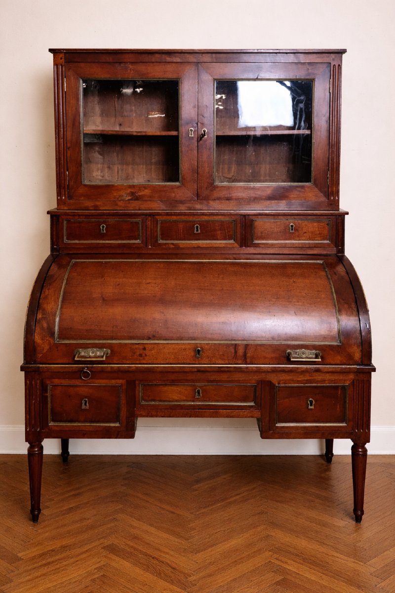 Cylinder Desk Forming A Bookcase – Louis XVI Period, Circa 1760-photo-3