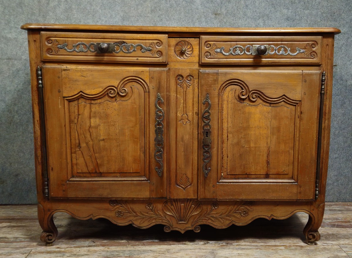 Louis XV Period Buffet In Solid Carved Wood, 18th Century