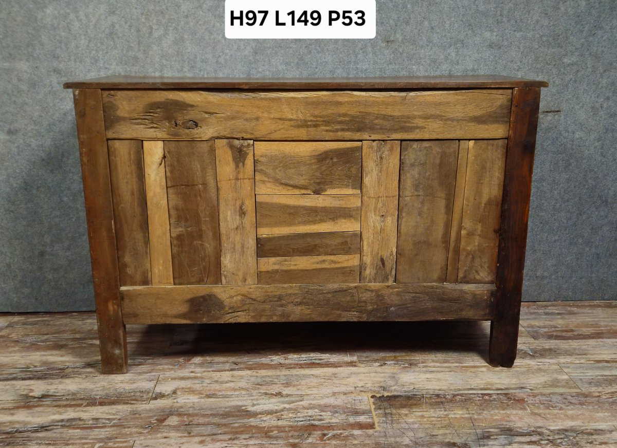 Buffet bas ép. Louis XV en bois massif, XVIIIᵉ siècle (travail provincial)-photo-3