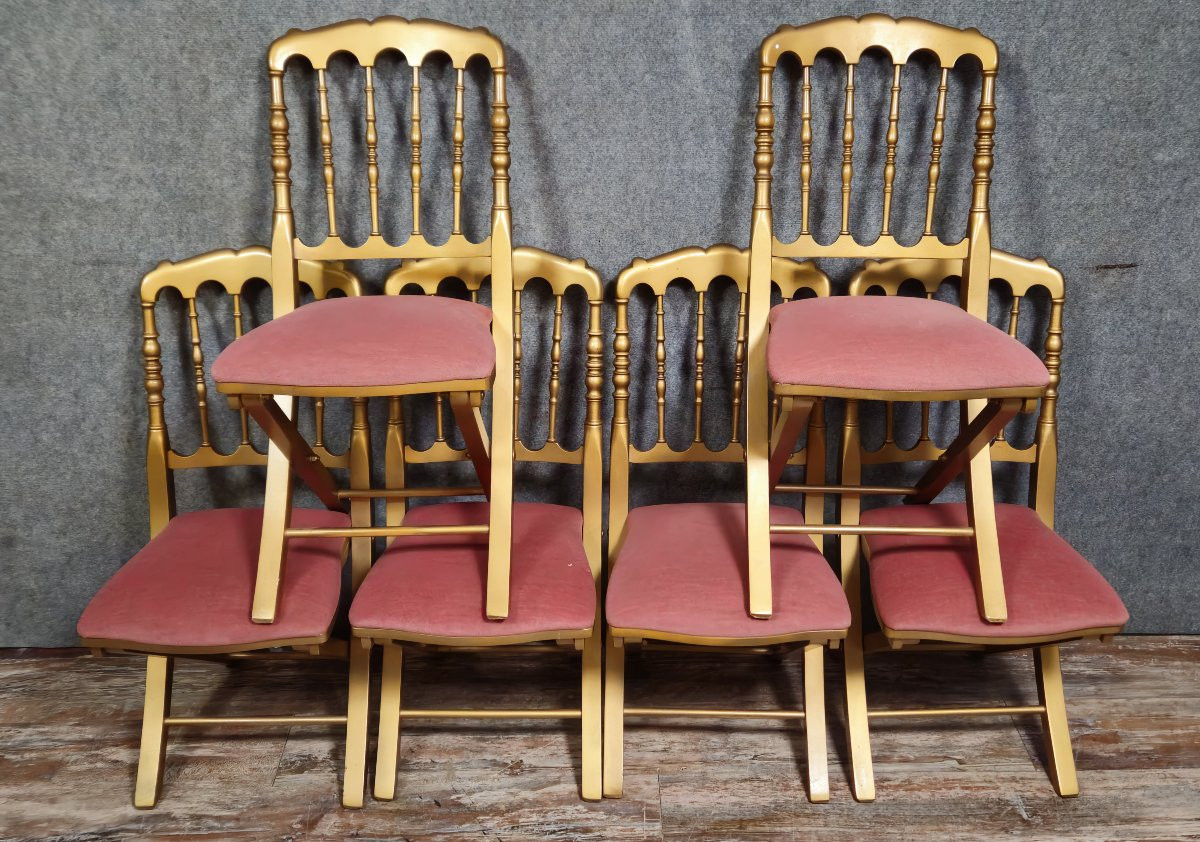 Ensemble de six chaises en bois doré, XXᵉ siècle-photo-2