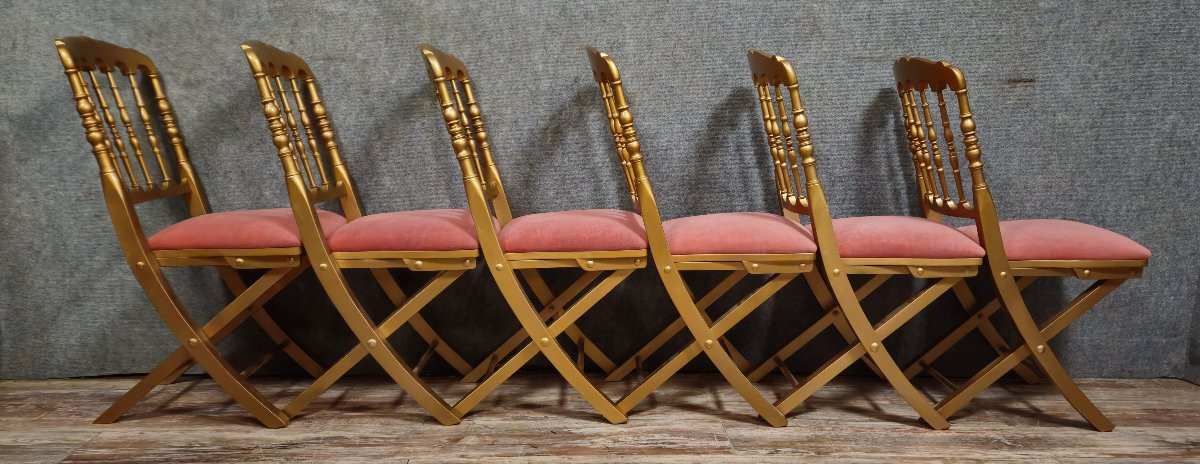 Ensemble de six chaises en bois doré, XXᵉ siècle-photo-6