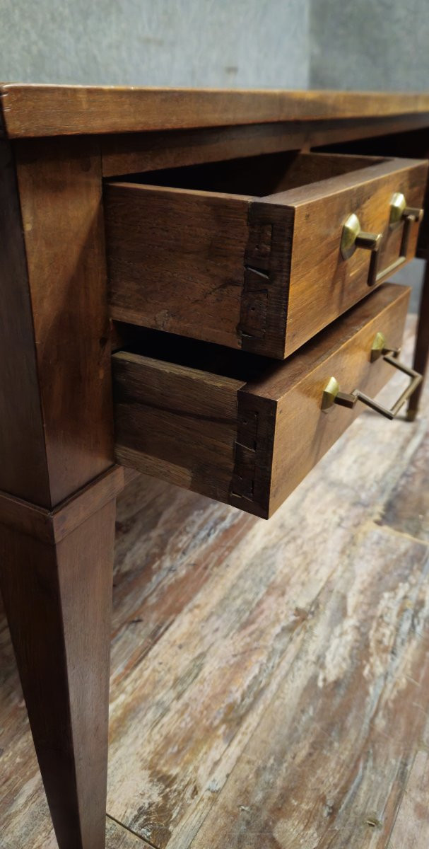 Bureau plat époque directoire en noyer, travail XIXᵉ siècle-photo-3