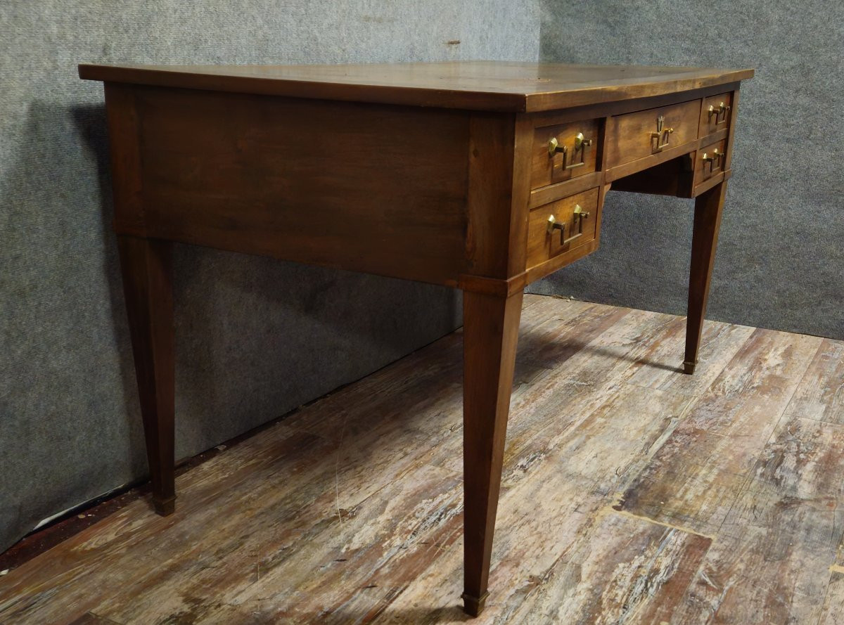 Bureau plat époque directoire en noyer, travail XIXᵉ siècle-photo-4