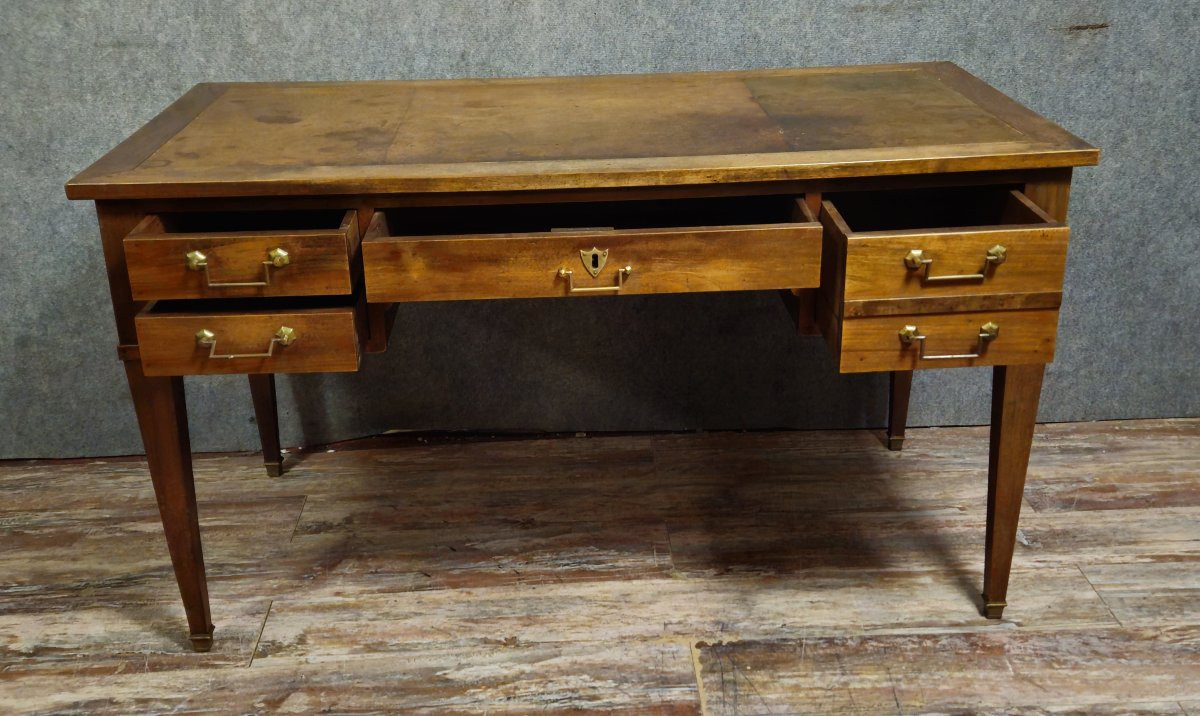 Bureau plat époque directoire en noyer, travail XIXᵉ siècle-photo-8