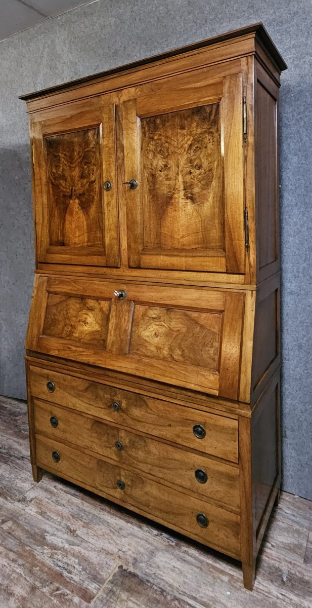 Secrétaire 3 corps en noyer époque Louis XVI.-photo-1