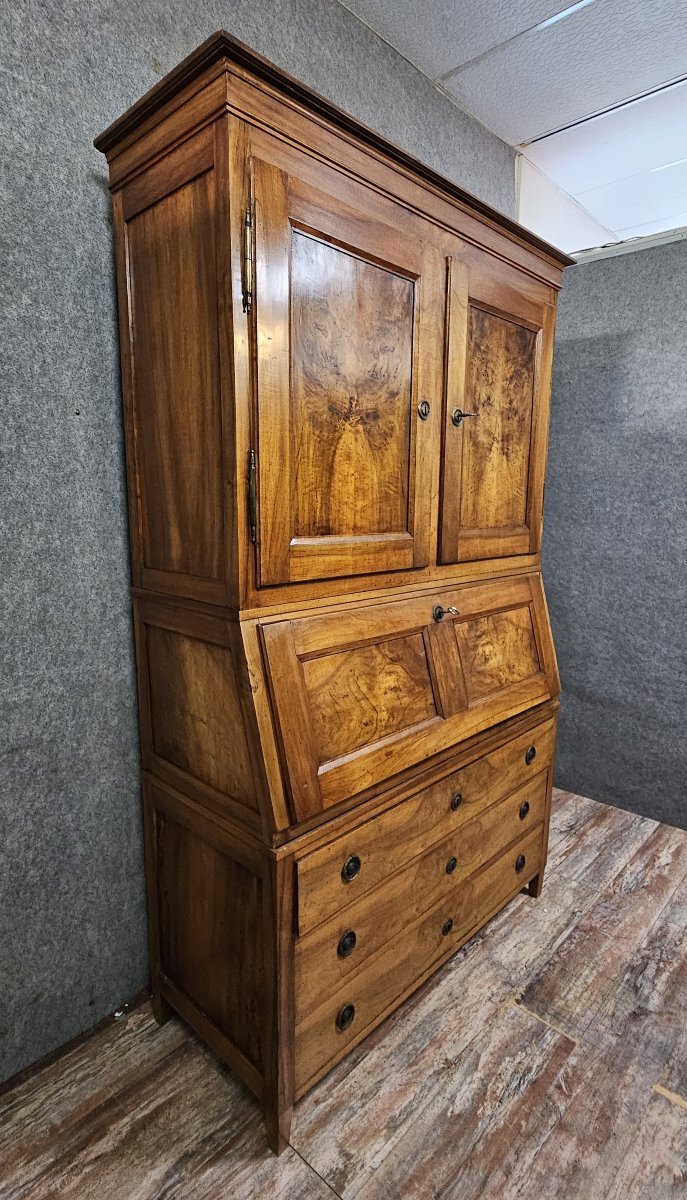 Secrétaire 3 corps en noyer époque Louis XVI.-photo-2