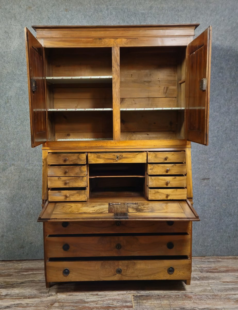 Secrétaire 3 corps en noyer époque Louis XVI.-photo-3