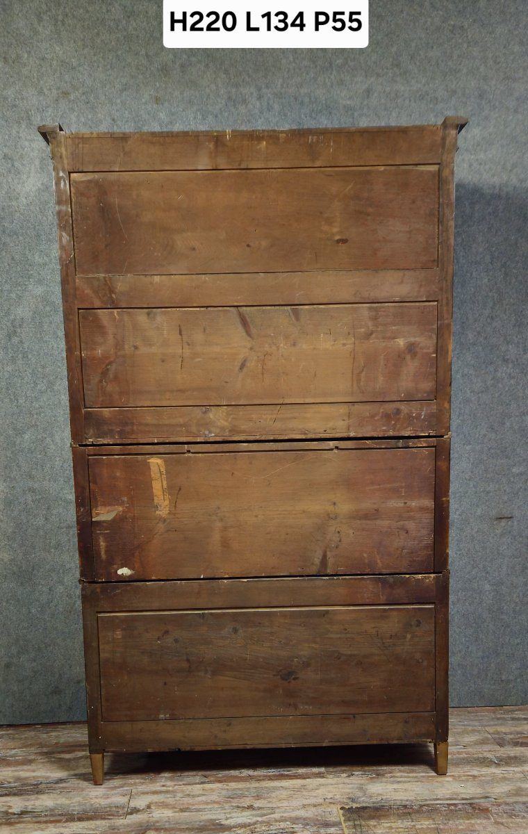 Secrétaire 3 corps en noyer époque Louis XVI.-photo-5