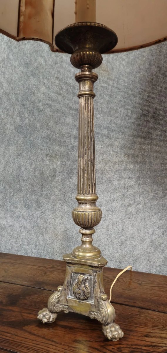 Paire de lampes en bronze – style classique - réalisées avec des piques cierge-photo-4