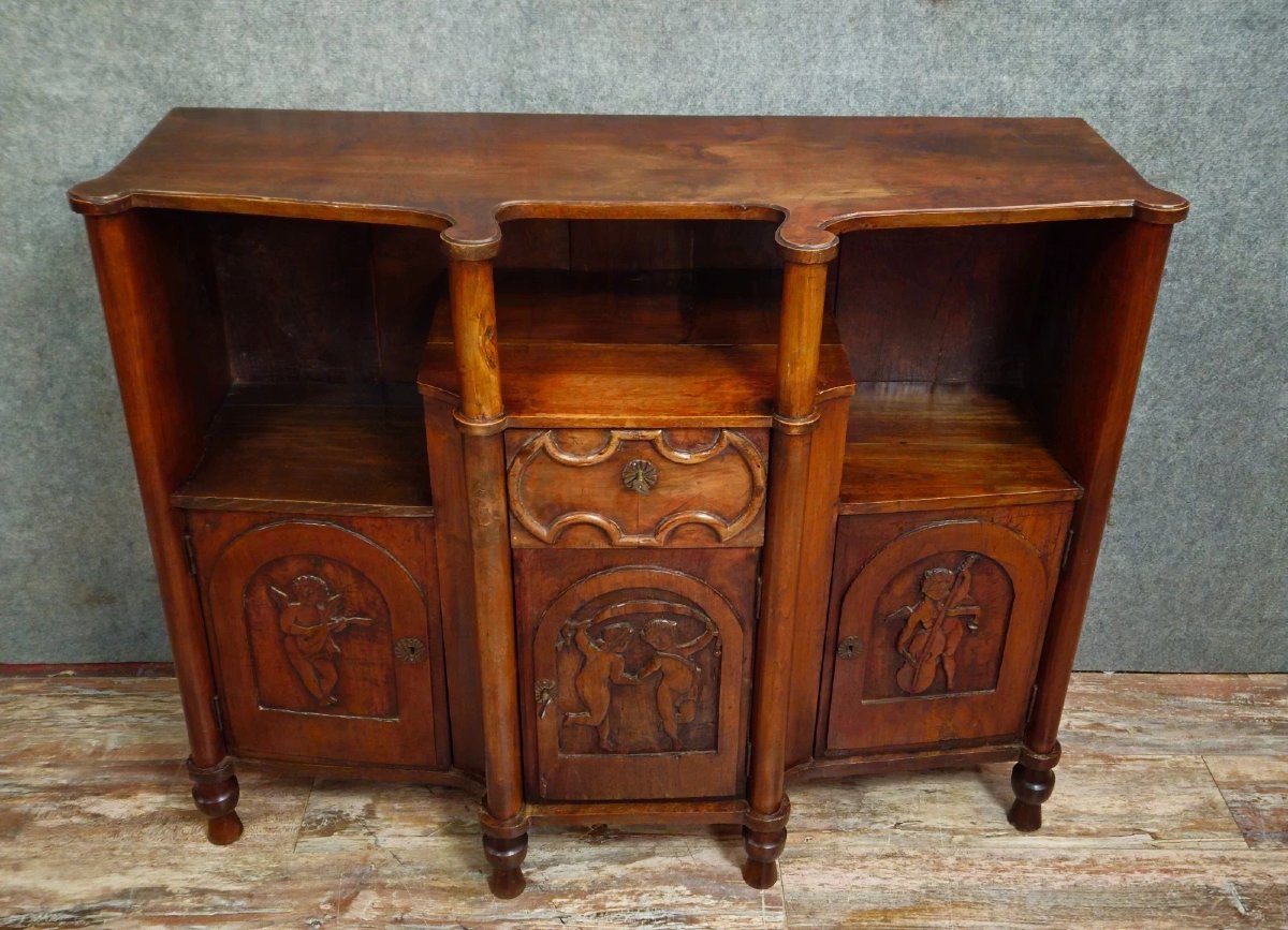 Antique Carved Solid Wood Buffet – Decorated With Cherubs – 19th Century-photo-1