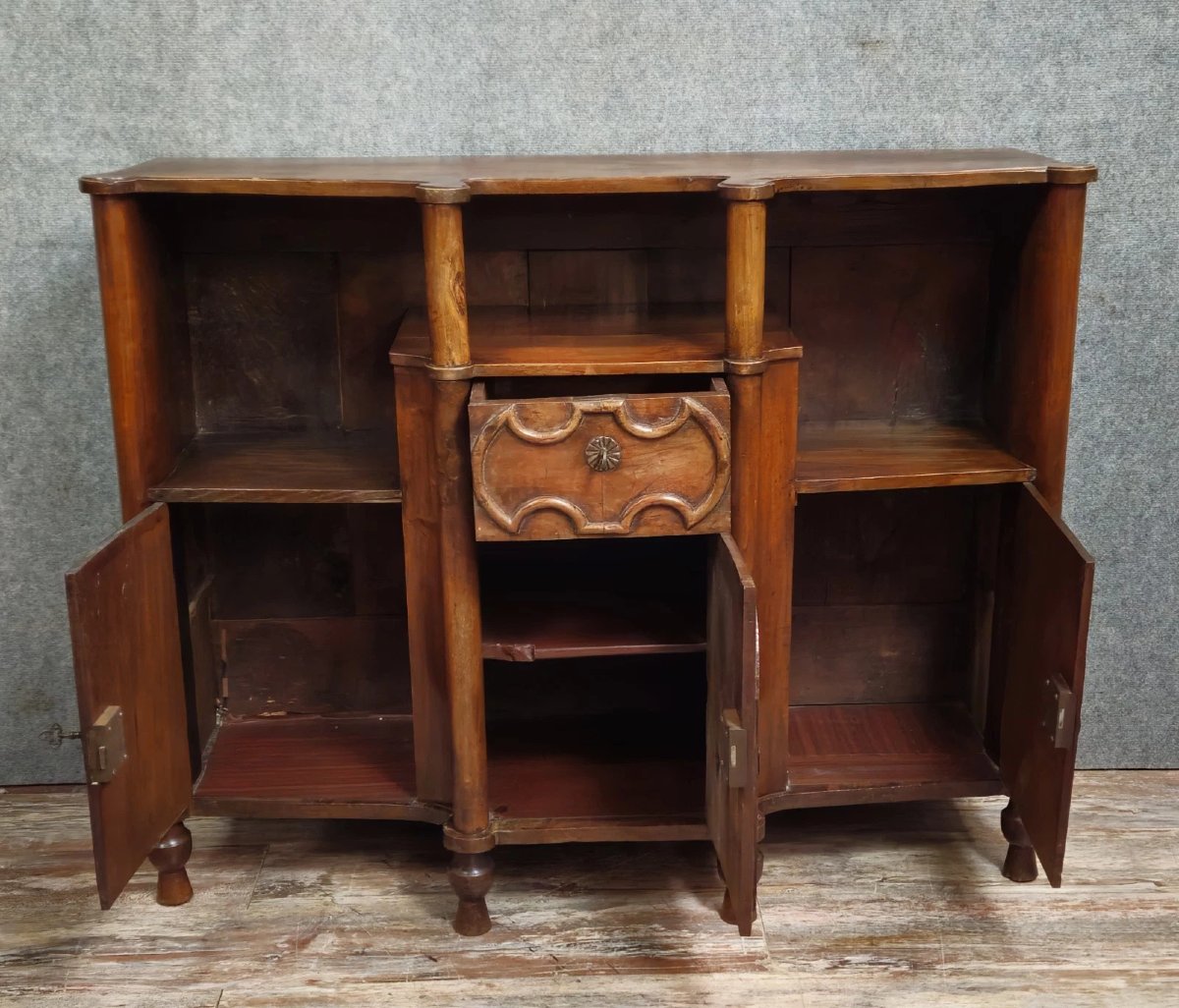 Antique Carved Solid Wood Buffet – Decorated With Cherubs – 19th Century-photo-3