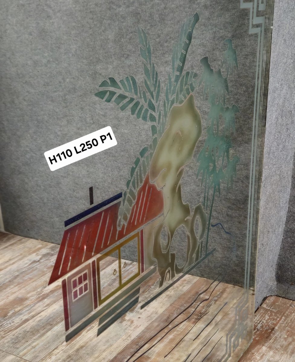 miroir décoratif de restaurant – décor oriental “La Pagode d’Or”- vintage 1970-1980-photo-4