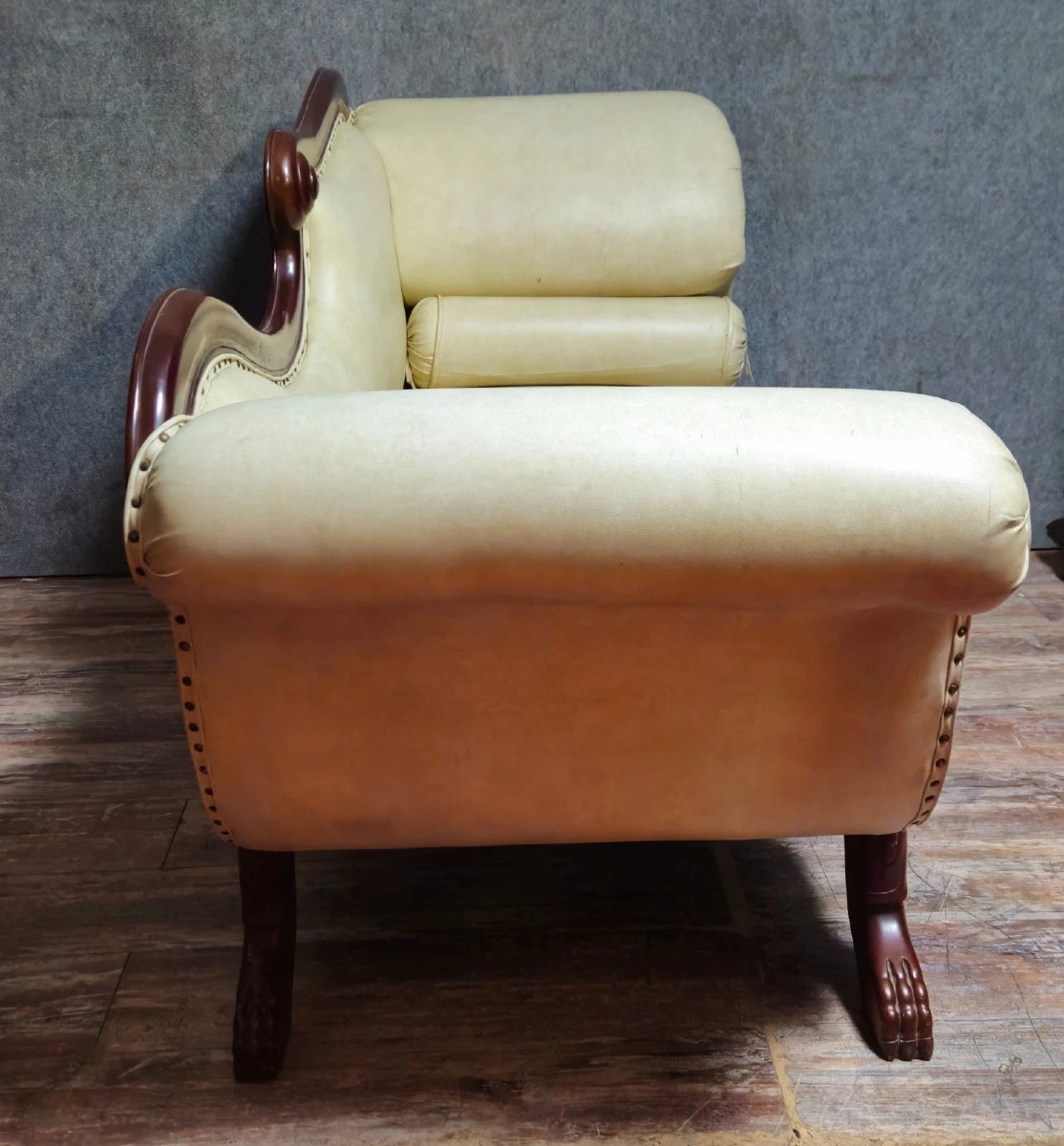 Recamier - Antique Empire-style Chaise Longue/daybed - Charles X - 19th Century-photo-4