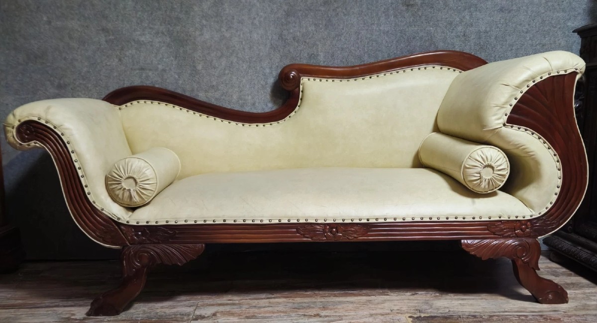Recamier - Antique Empire-style Chaise Longue/daybed - Charles X - 19th Century