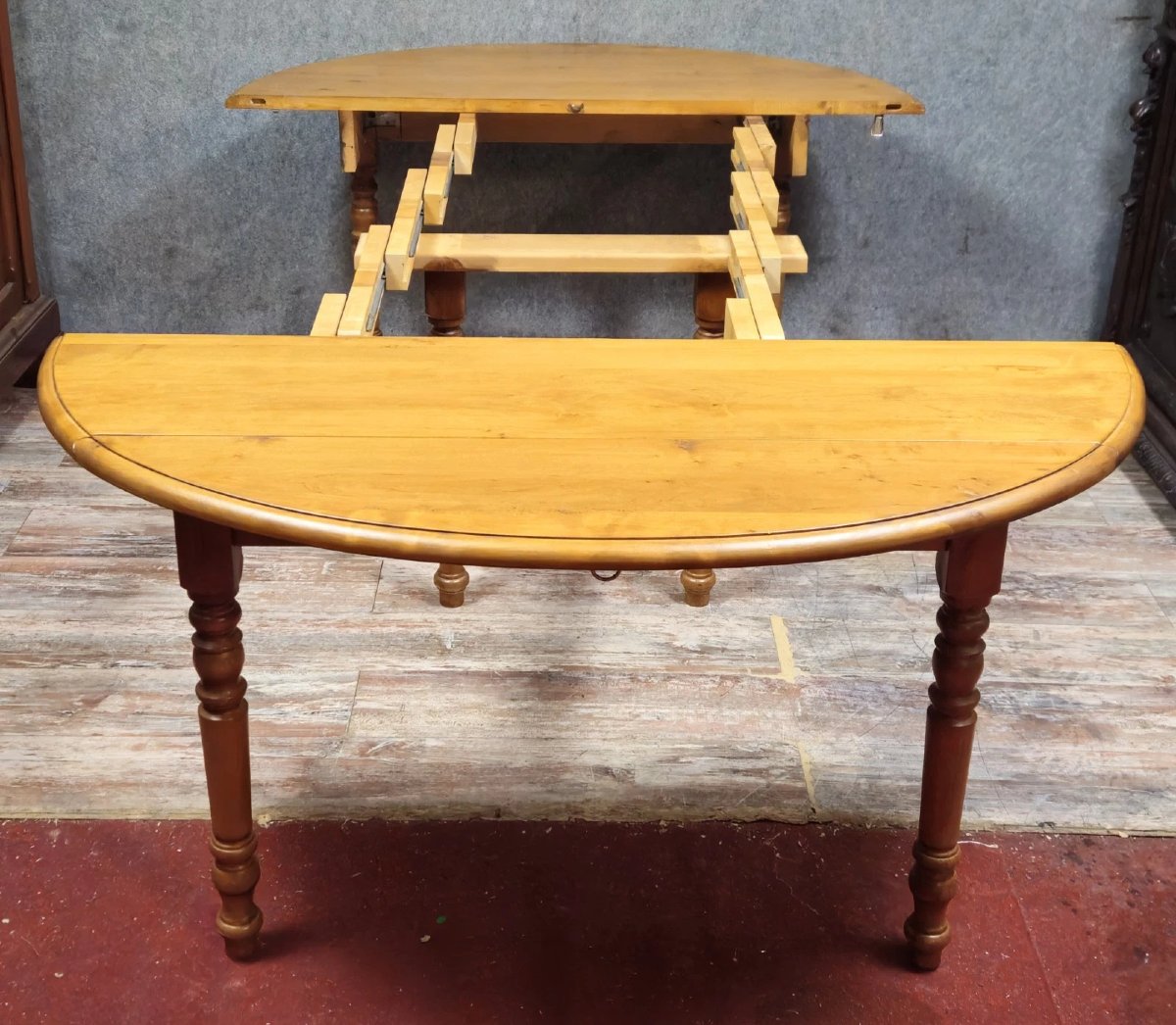 Grande table a 6 pieds style Louis Philippe en peuplier époque XXeme-photo-1