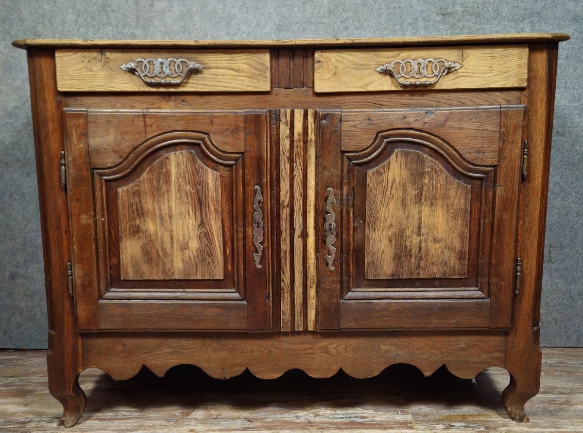 Louis XV Style Buffet/sideboard In Solid Oak, 18th Century 