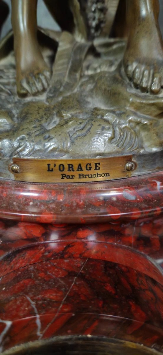 Bruchon 19th Century: Napoleon III Period Spelter Mantelpiece Set-photo-8