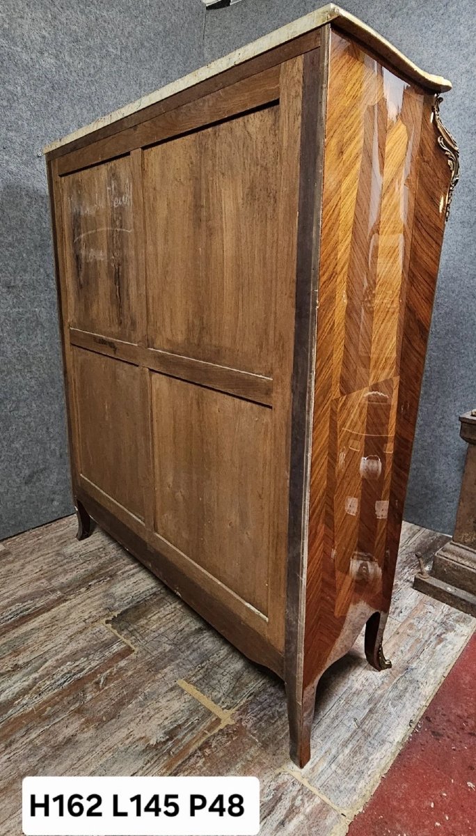 Armoire galbée style Louis XV en marquèterie a décor floral époque XXeme-photo-6