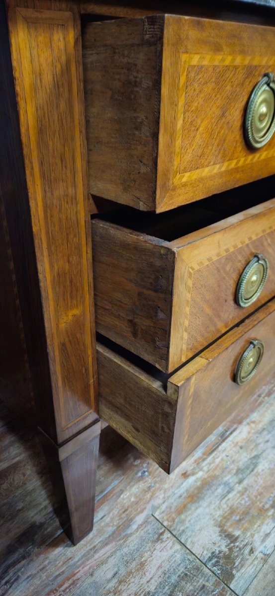 Louis XVI Period Commode In Marquetry, 18th Century-photo-4