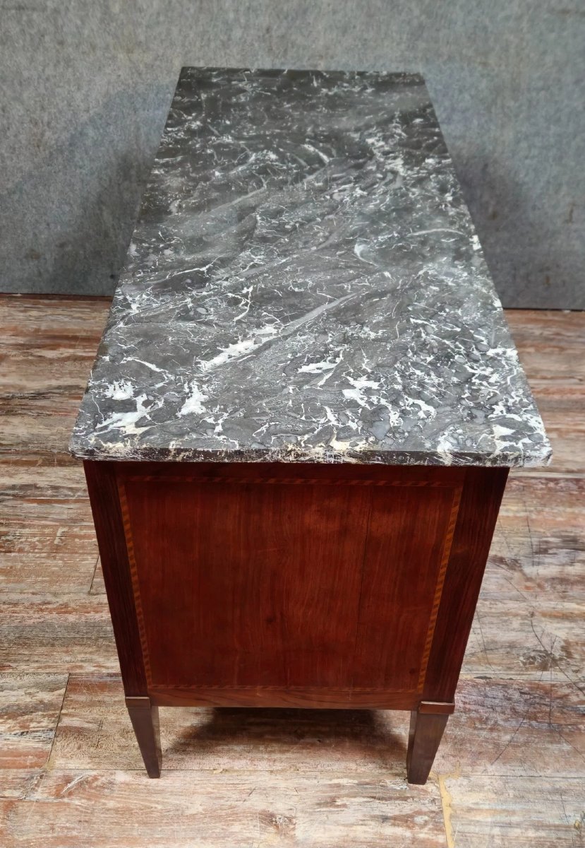 Louis XVI Period Commode In Marquetry, 18th Century-photo-5
